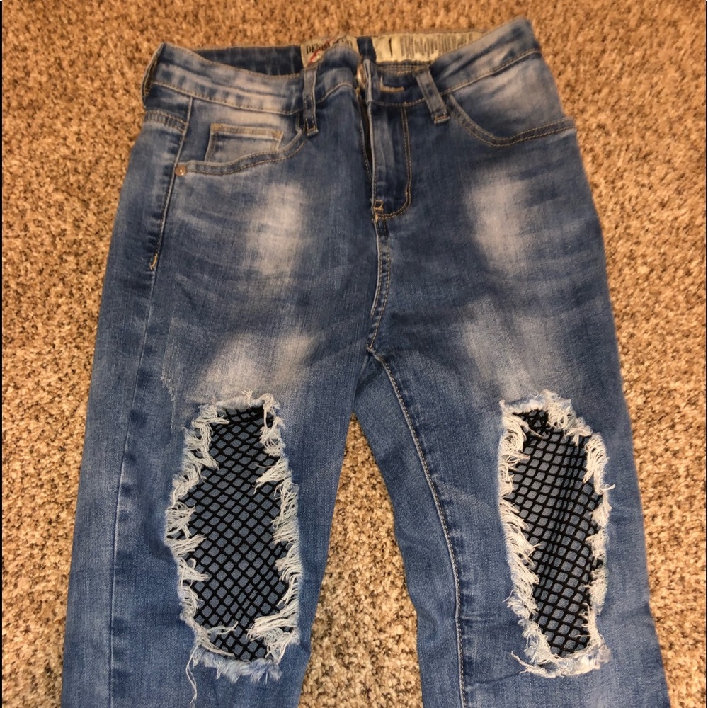 Denim Boulevard Size 1 Jeans With fishnet NWOT